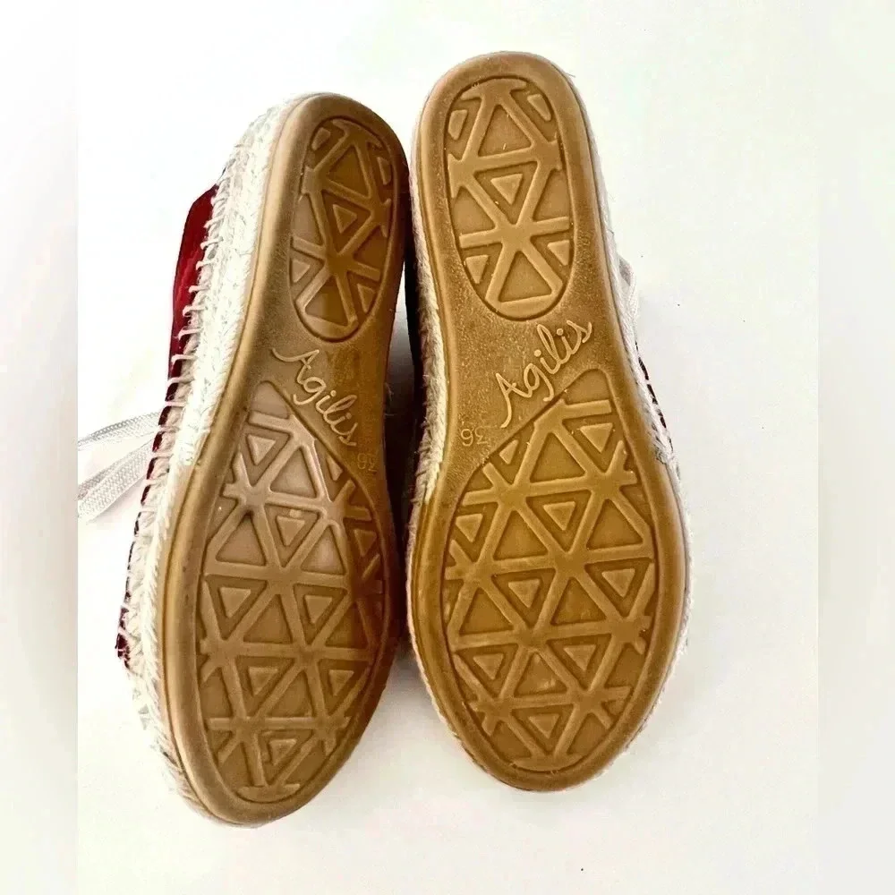 Maypol‎ Handmade in Spain Crimson Red Soft Suede Lace Up Espadrille Size 36